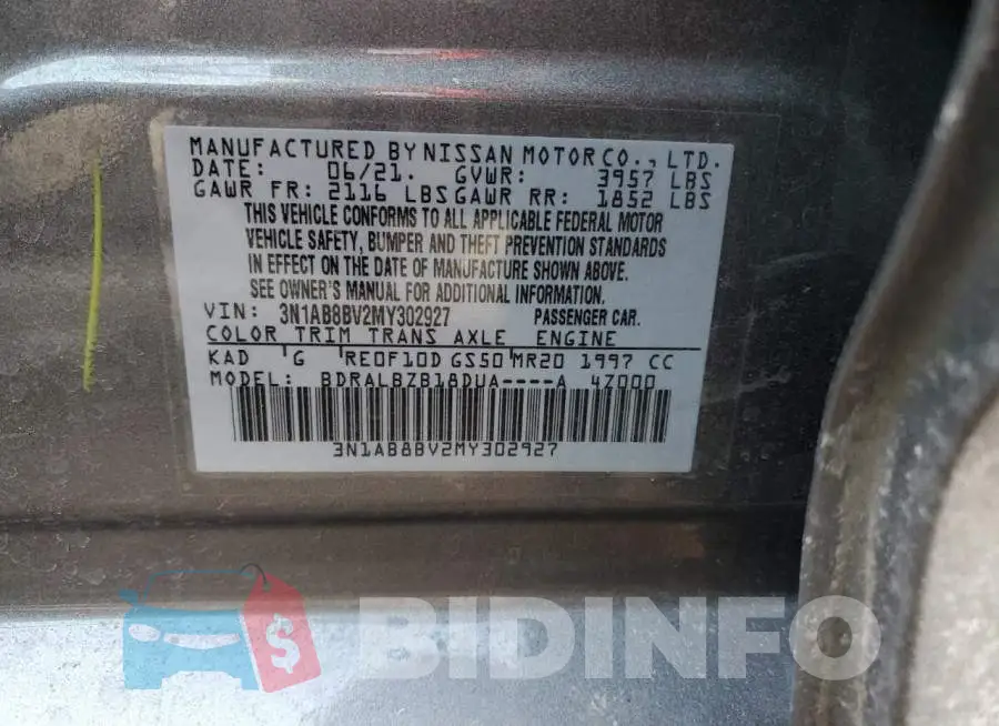 3N1AB8BV2MY302927 Photo# 12