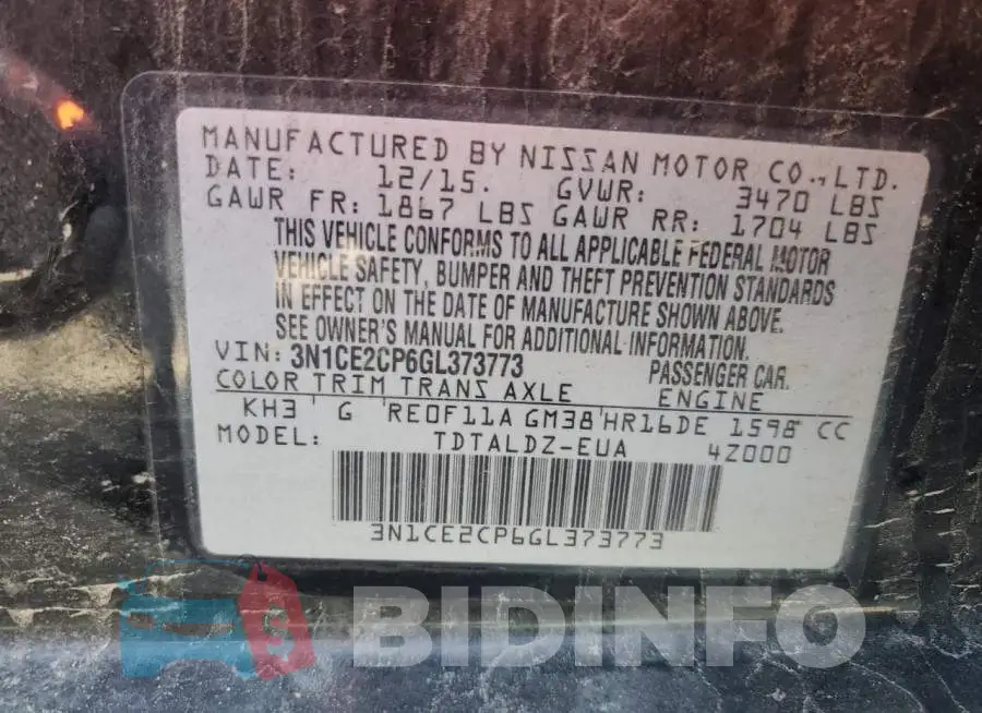3N1CE2CP6GL373773 Photo# 13