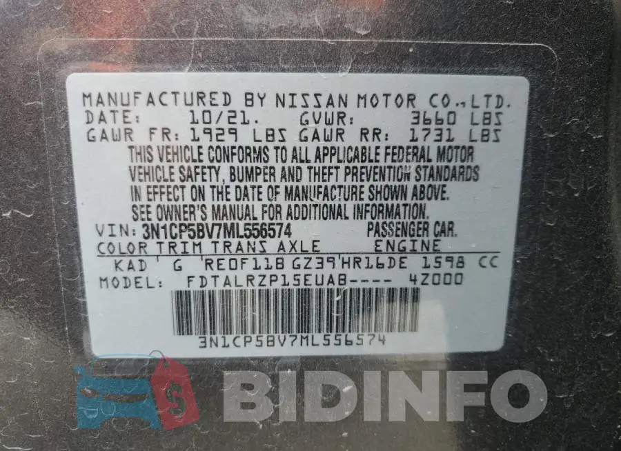 3N1CP5BV7ML556574 Photo# 14