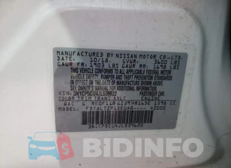 3N1CP5CU4JL539622 Photo# 10