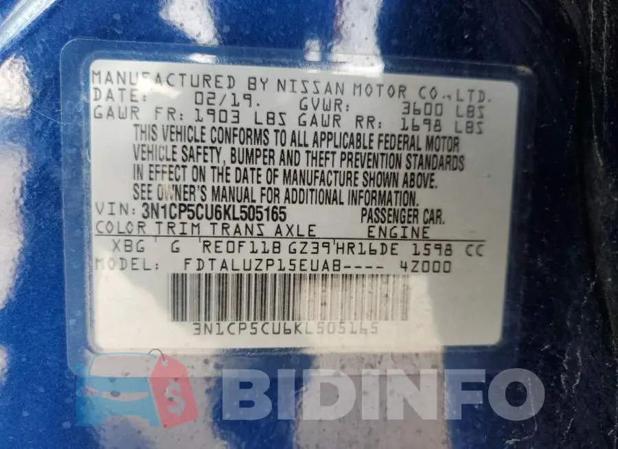 3N1CP5CU6KL505165 Photo# 13