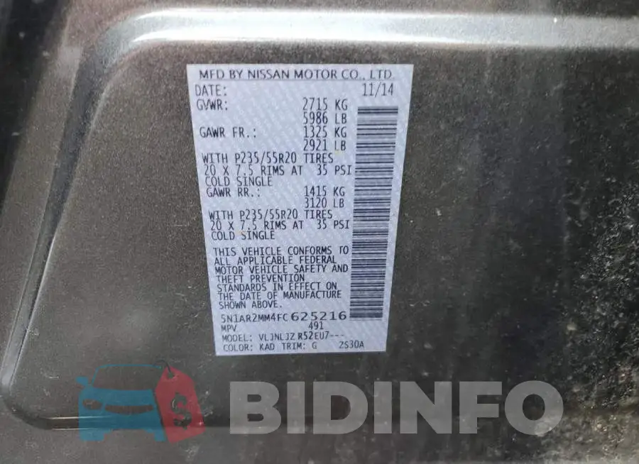 5N1AR2MM4FC625216 Photo# 13