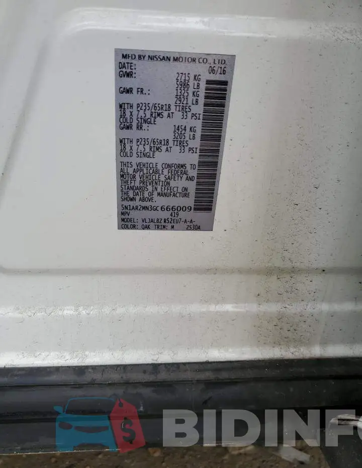 5N1AR2MN3GC666009 Photo# 13