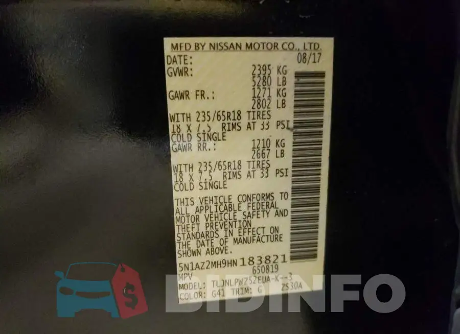 5N1AZ2MH9HN183821 Photo# 14