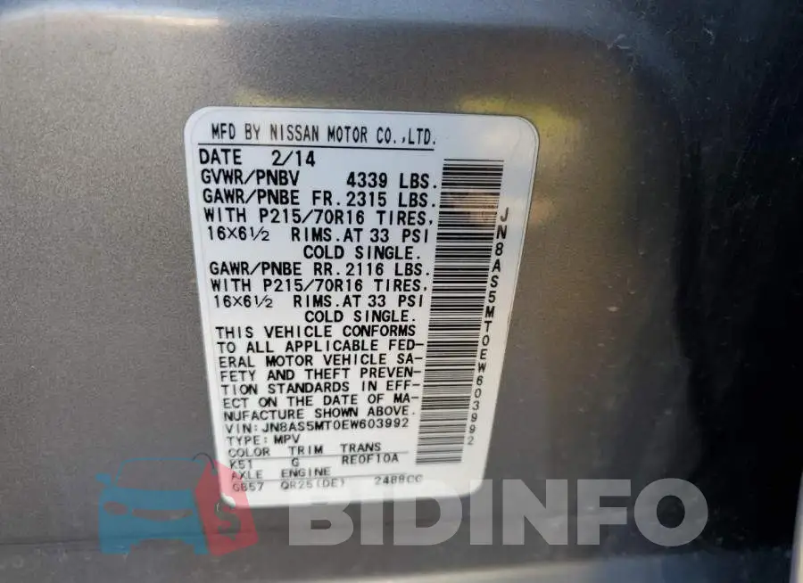 JN8AS5MT0EW603992 Photo# 12