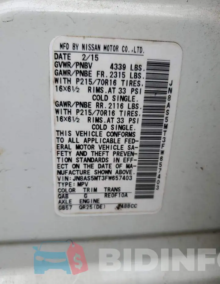 JN8AS5MT3FW657403 Photo# 12