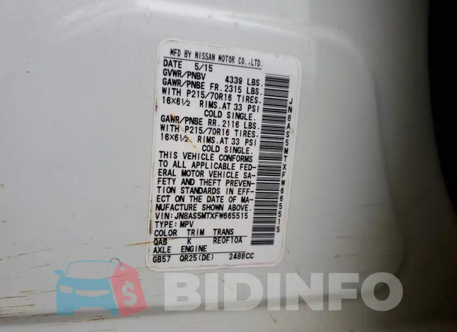 JN8AS5MTXFW665515 Photo# 14