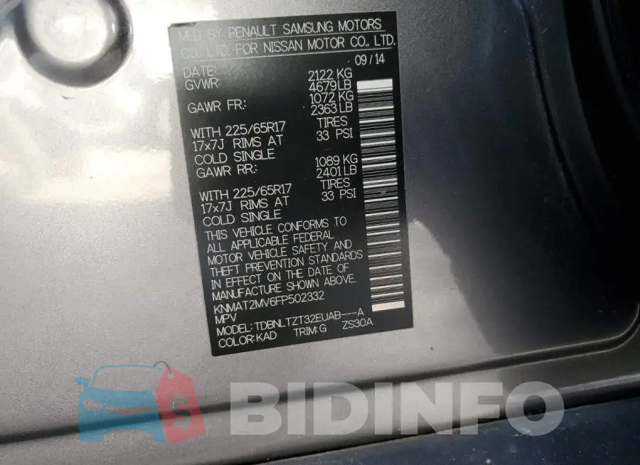 KNMAT2MV6FP502332 Photo# 12