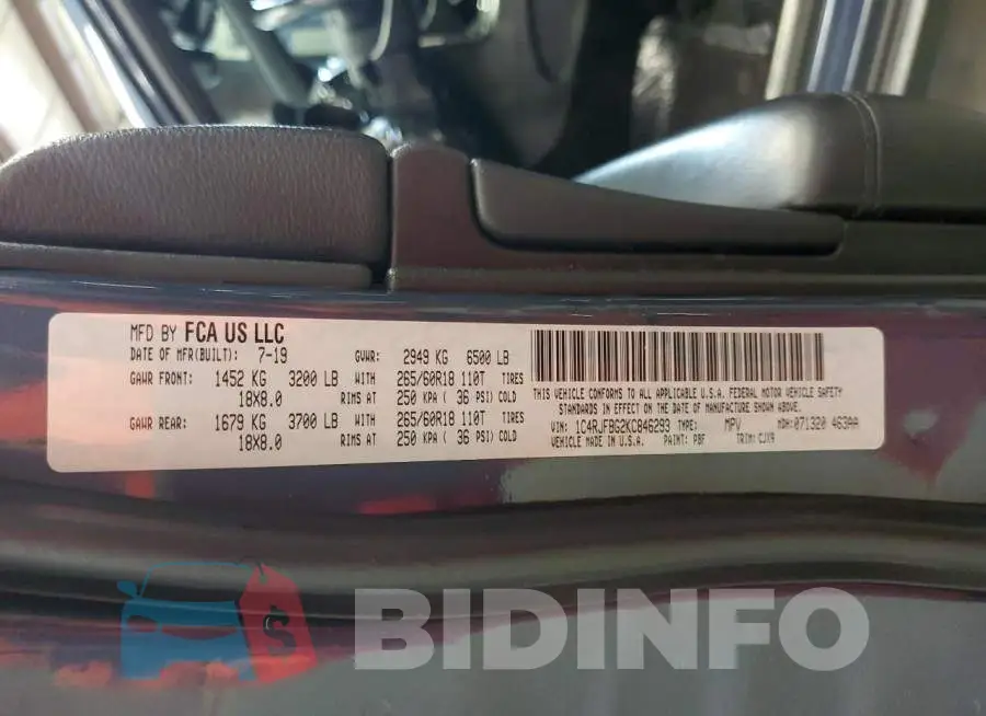 1C4RJFBG2KC846293 Photo# 14