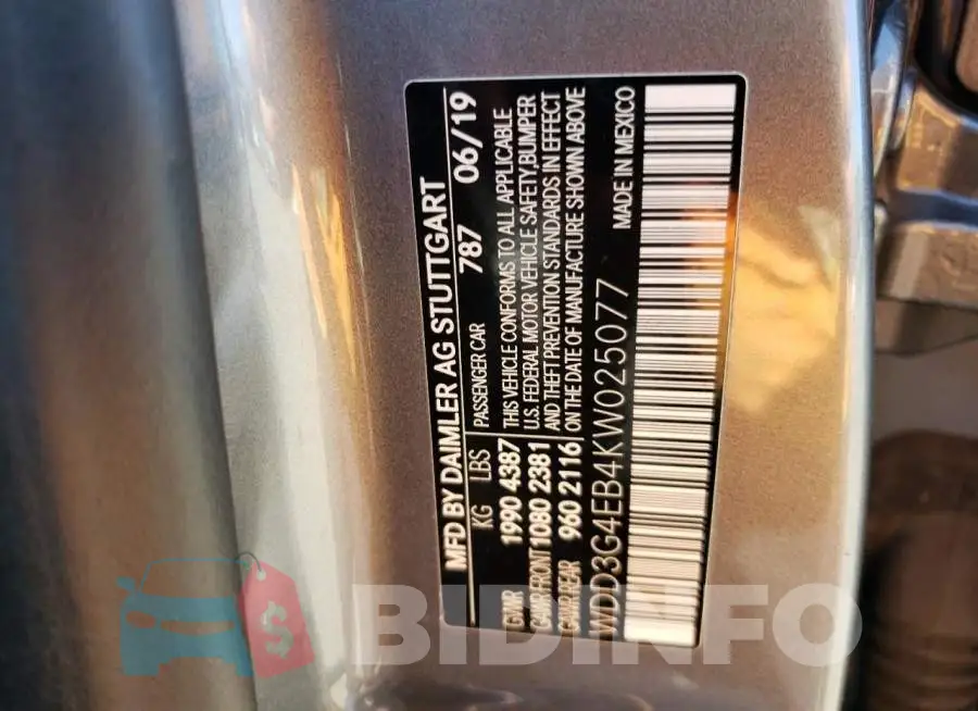 WDD3G4EB4KW025077 Photo# 12