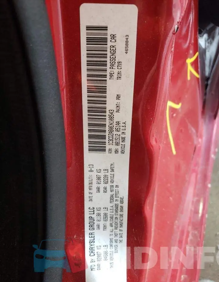 1C3CDZAB0EN108543 Photo# 12