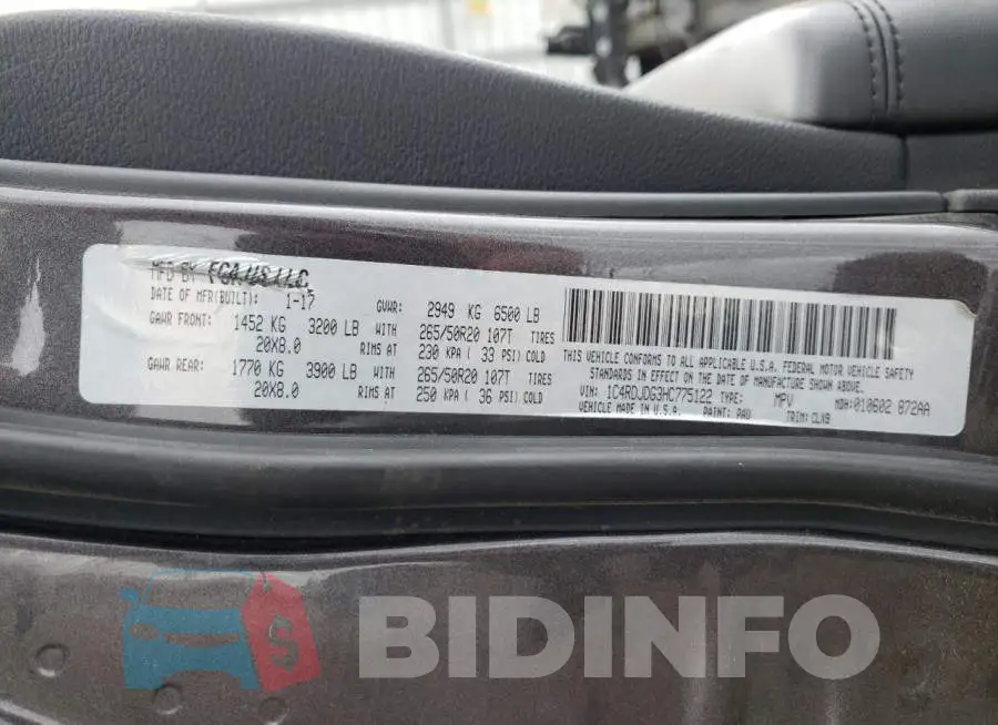 1C4RDJDG3HC775122 Photo# 14