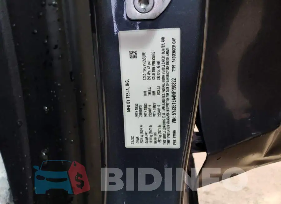 5YJ3E1EA4NF190822 Photo# 12