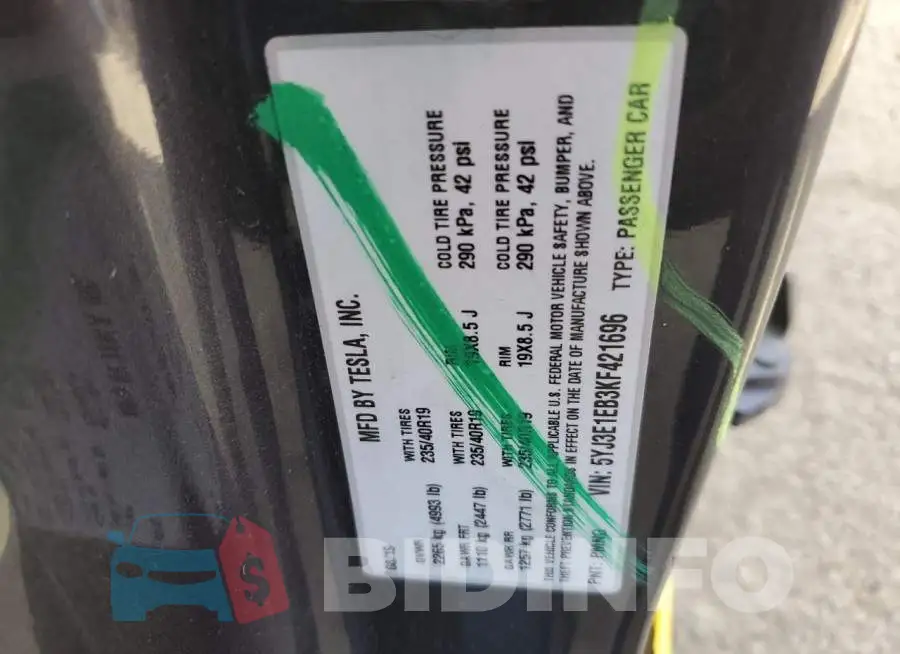 5YJ3E1EB3KF421696 Photo# 13