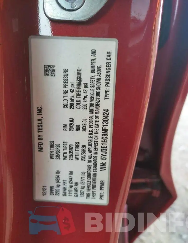 5YJ3E1EC9NF130424 Photo# 13