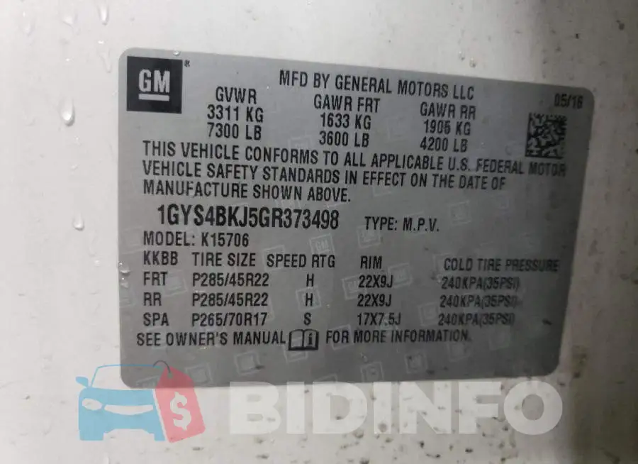 1GYS4BKJ5GR373498 Photo# 13