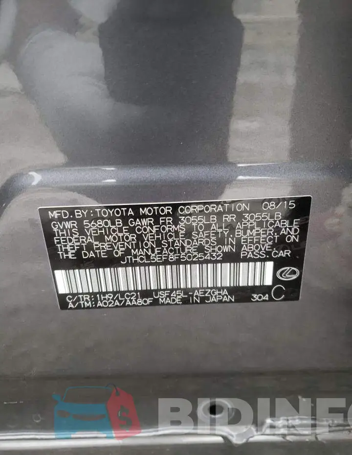 JTHCL5EF8F5025432 Photo# 13