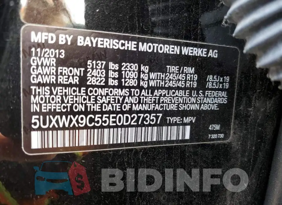 5UXWX9C55E0D27357 Photo# 13