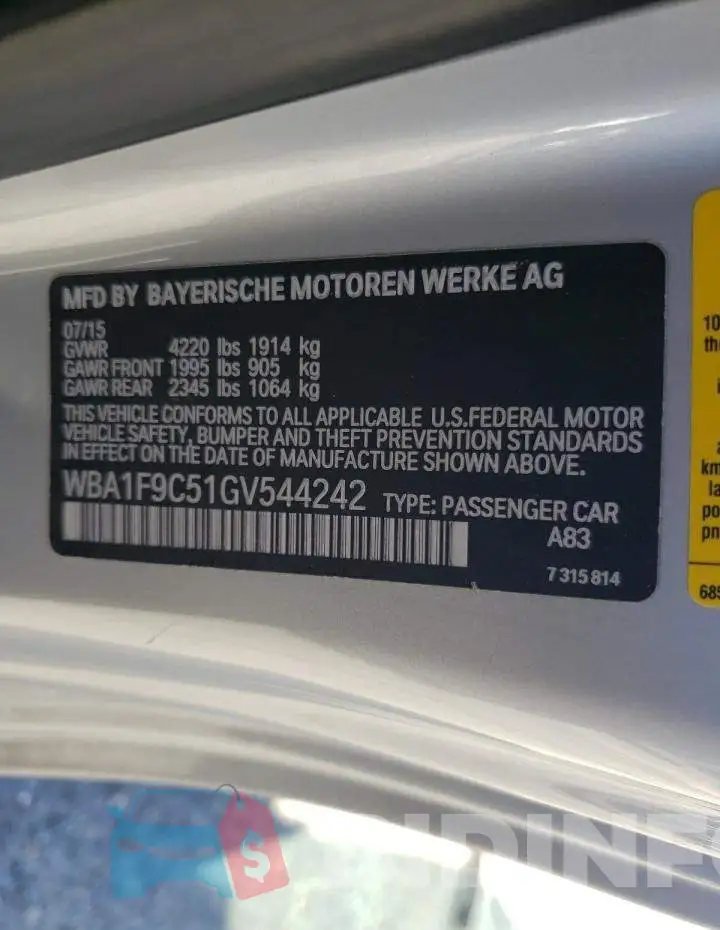 WBA1F9C51GV544242 Photo# 12