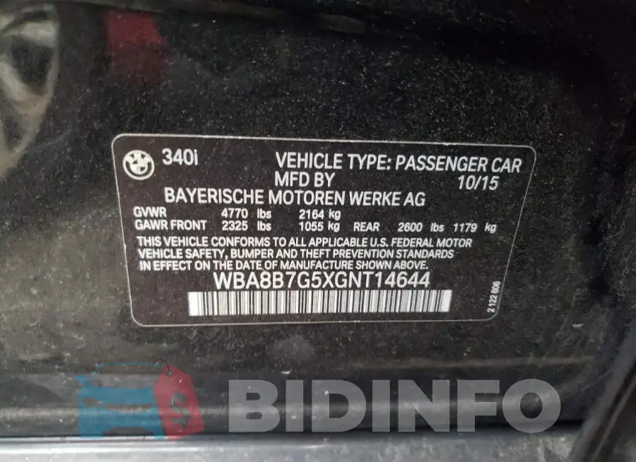 WBA8B7G5XGNT14644 Photo# 12