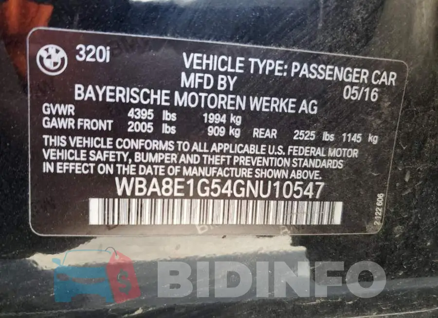 WBA8E1G54GNU10547 Photo# 12