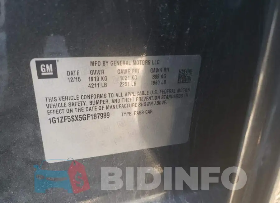 1G1ZF5SX5GF187989 Photo# 12