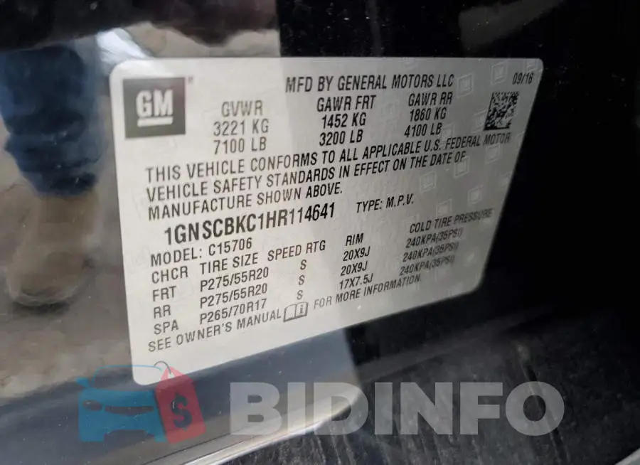 1GNSCBKC1HR114641 Photo# 13