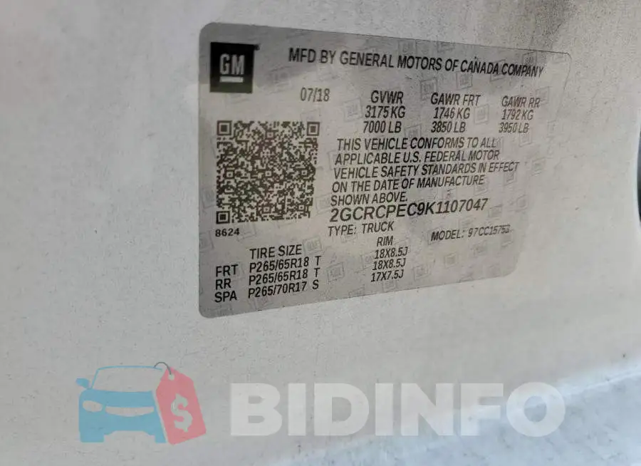 2GCRCPEC9K1107047 Photo# 12