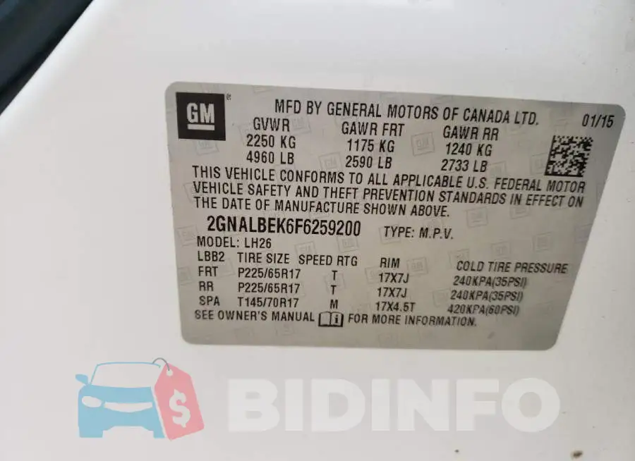2GNALBEK6F6259200 Photo# 13