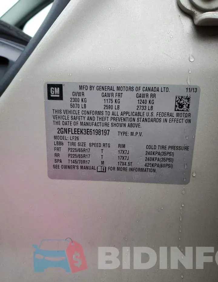 2GNFLEEK3E6198197 Photo# 13