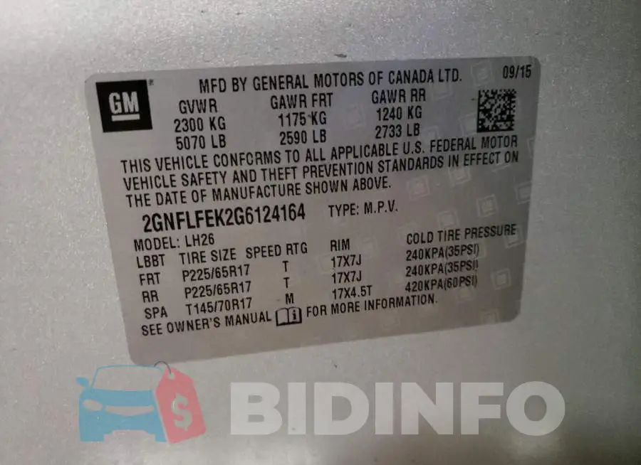 2GNFLFEK2G6124164 Photo# 13