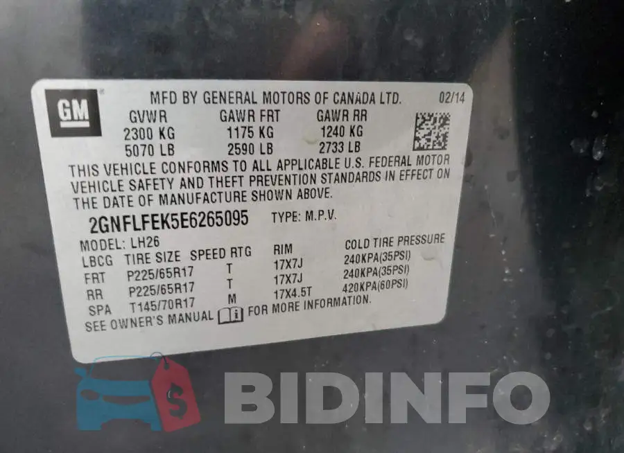 2GNFLFEK5E6265095 Photo# 12