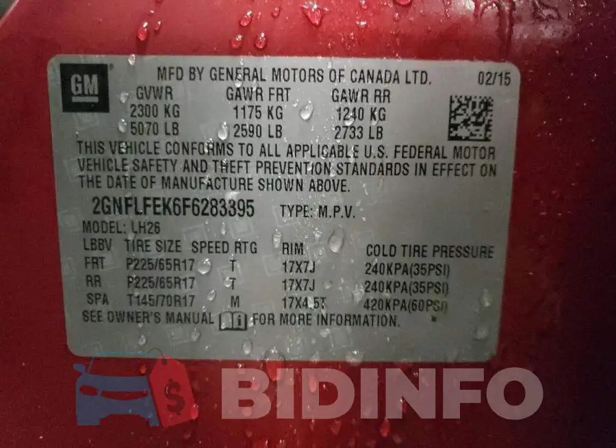 2GNFLFEK6F6283395 Photo# 13