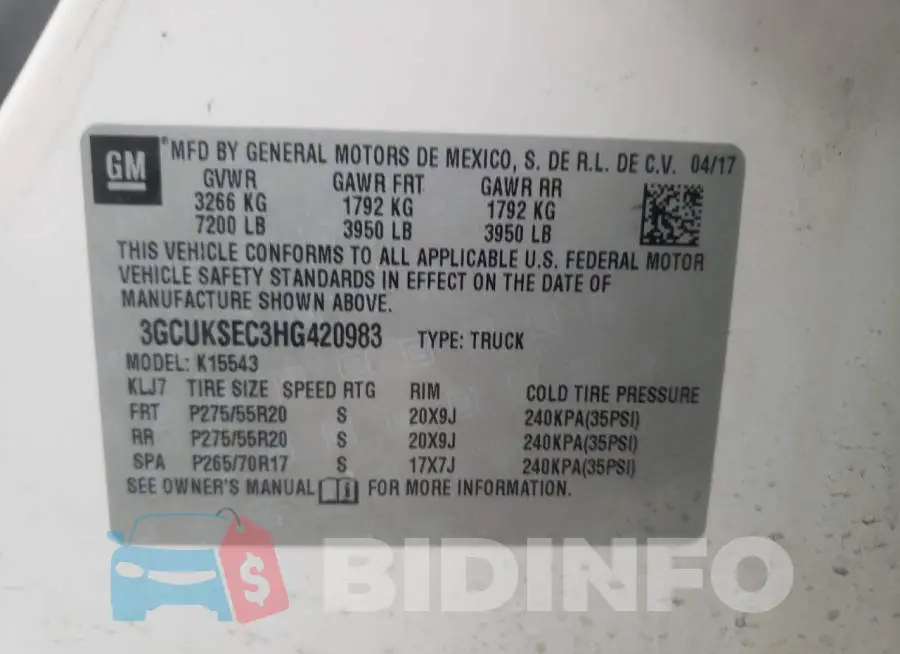 3GCUKSEC3HG420983 Photo# 12