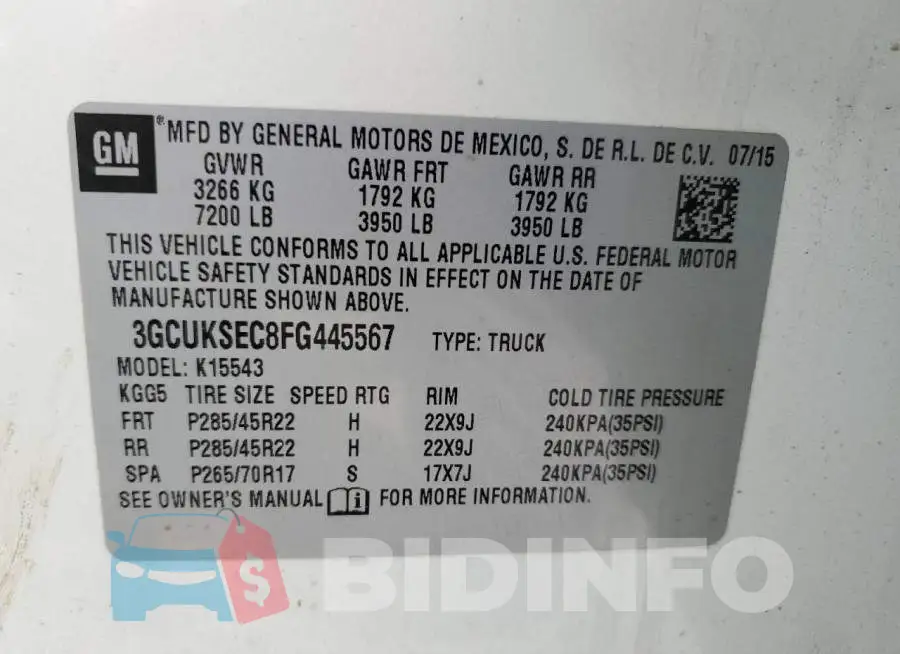 3GCUKSEC8FG445567 Photo# 12
