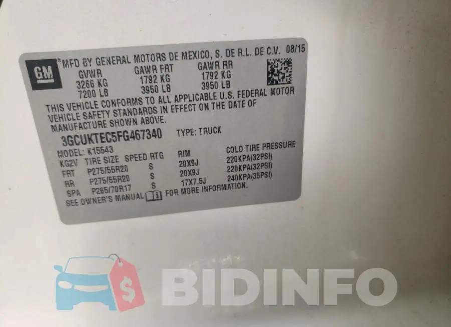 3GCUKTEC5FG467340 Photo# 10