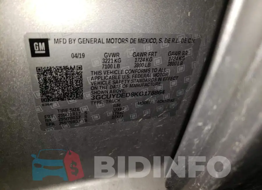 3GCUYDED8KG178864 Photo# 12