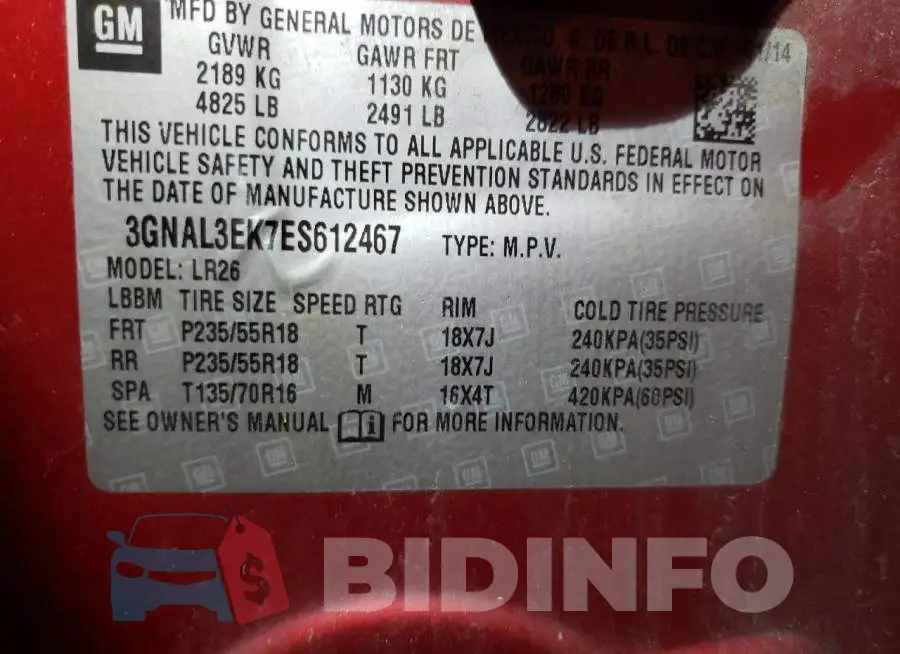 3GNAL3EK7ES612467 Photo# 13
