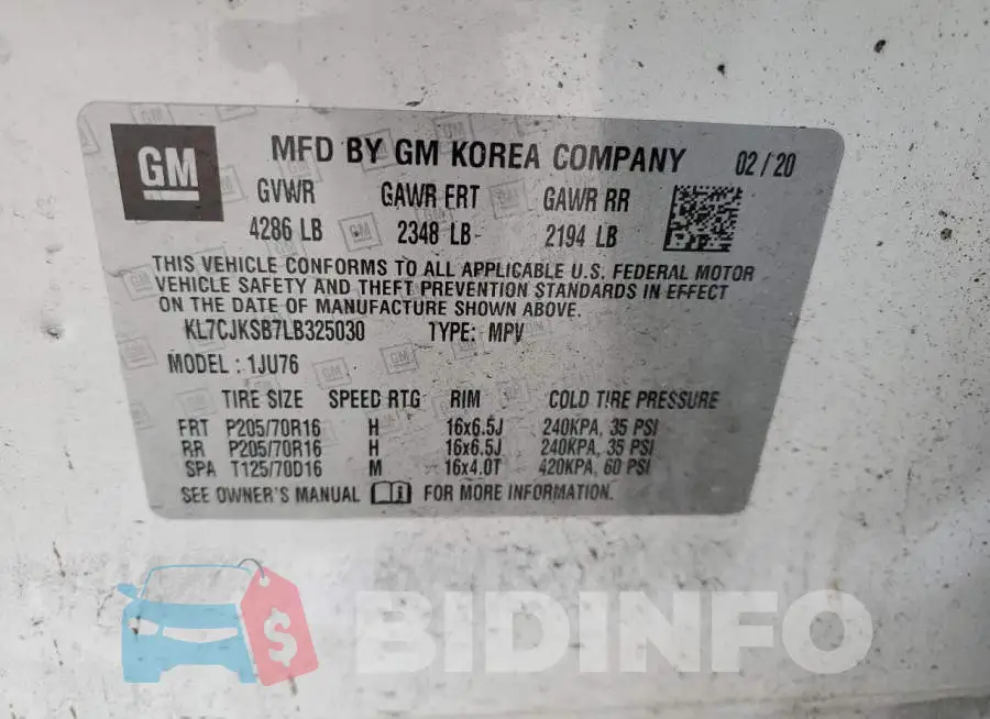 KL7CJKSB7LB325030 Photo# 13