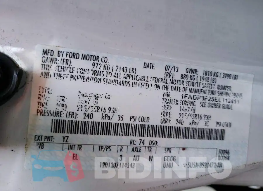 1FADP3F25EL112411 Photo# 13
