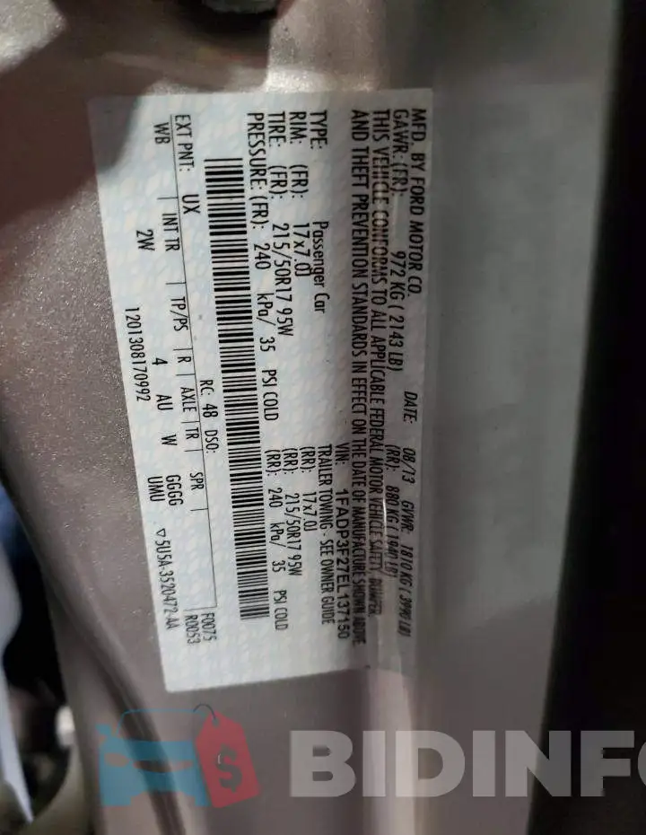 1FADP3F27EL137150 Photo# 12