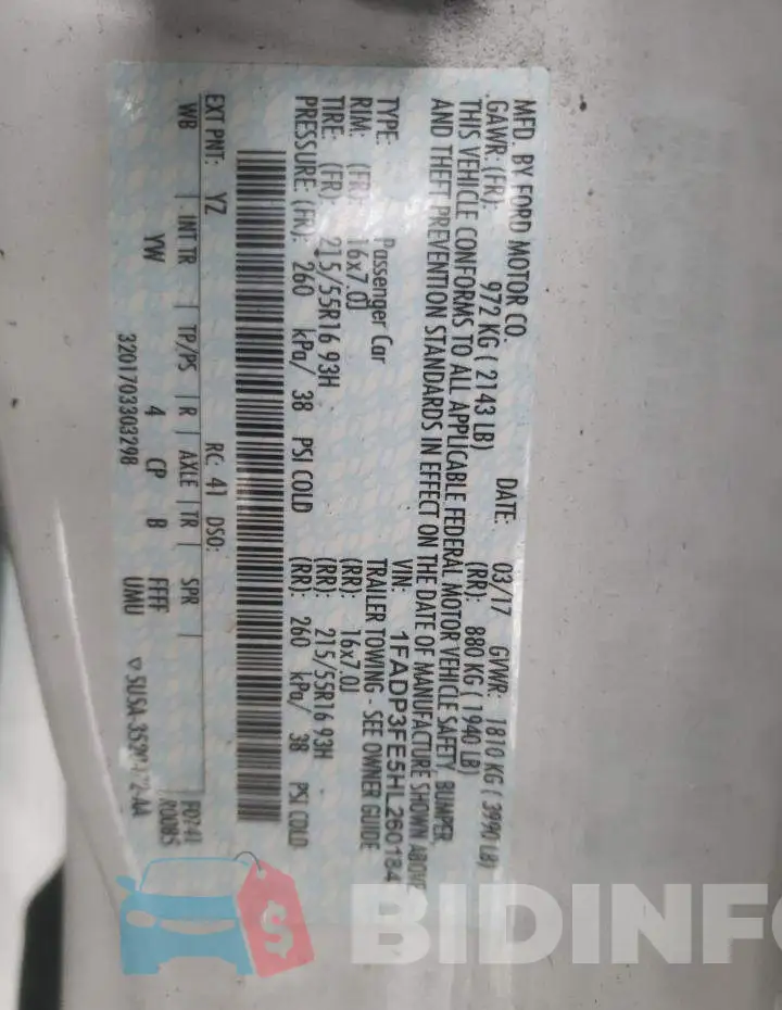 1FADP3FE5HL260184 Photo# 12