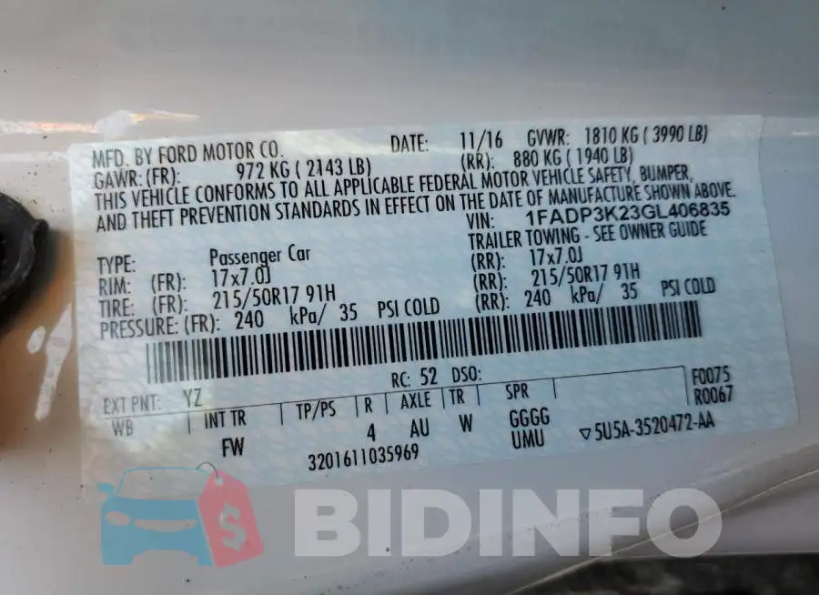 1FADP3K23GL406835 Photo# 12