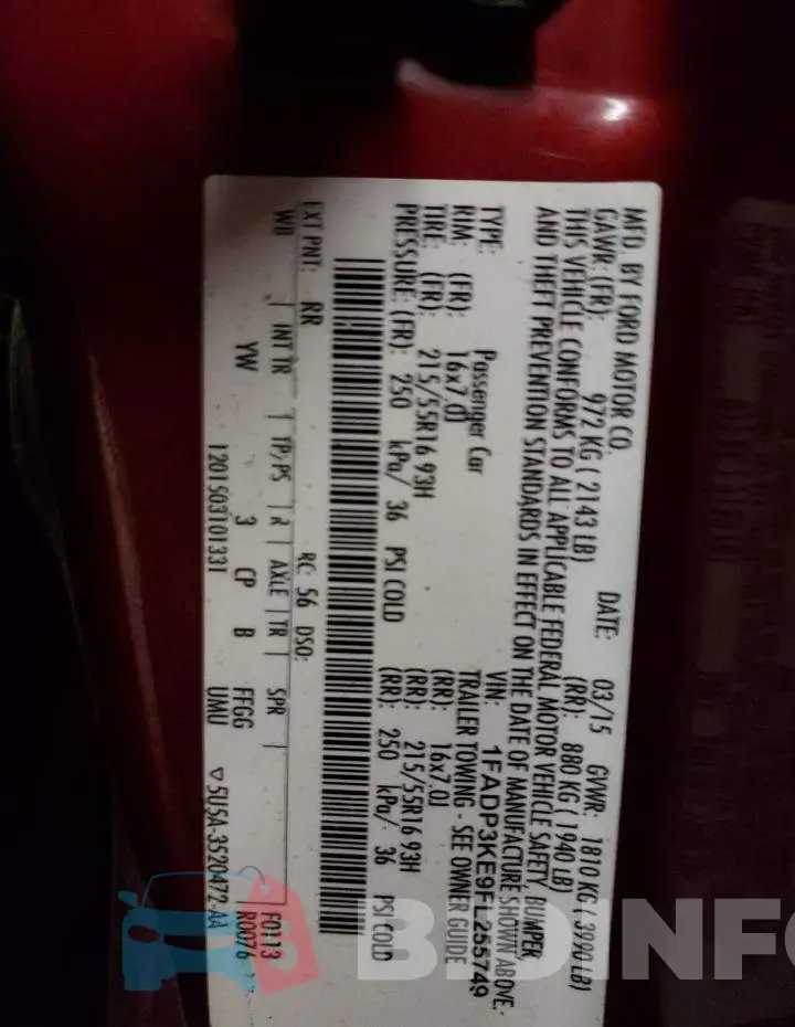 1FADP3KE9FL255749 Photo# 12