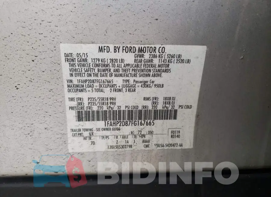 1FAHP2D87FG167665 Photo# 12