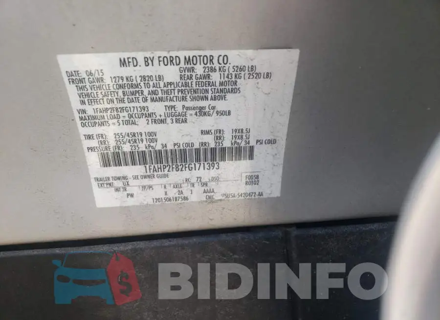 1FAHP2F82FG171393 Photo# 10