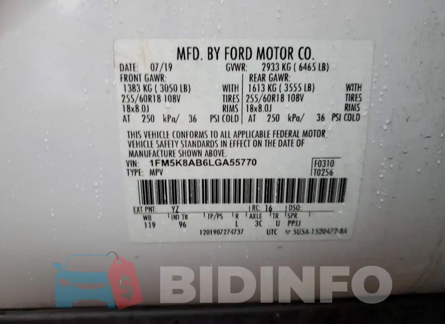 1FM5K8AB6LGA55770 Photo# 12