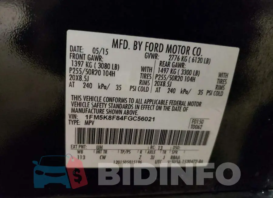 1FM5K8F84FGC56021 Photo# 14