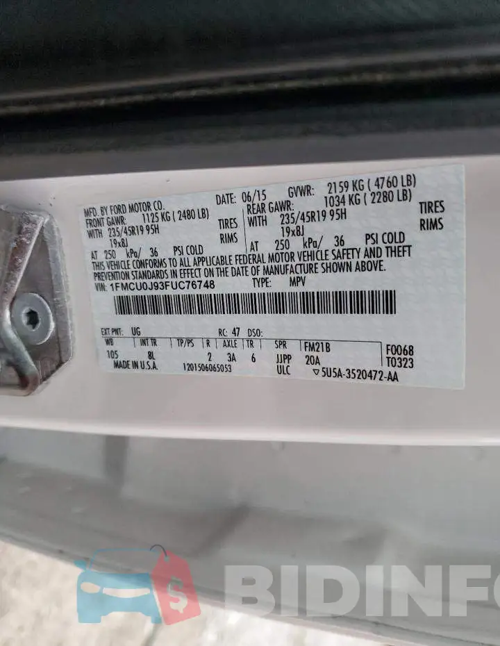 1FMCU0J93FUC76748 Photo# 12