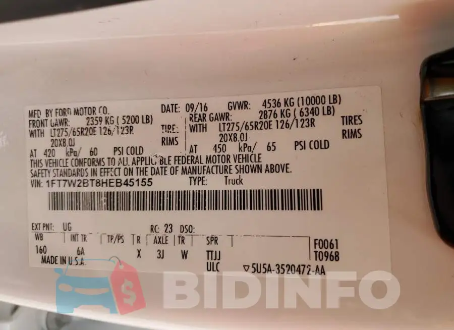 1FT7W2BT8HEB45155 Photo# 13